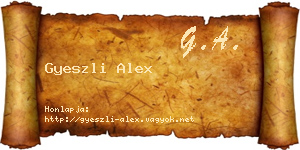 Gyeszli Alex névjegykártya